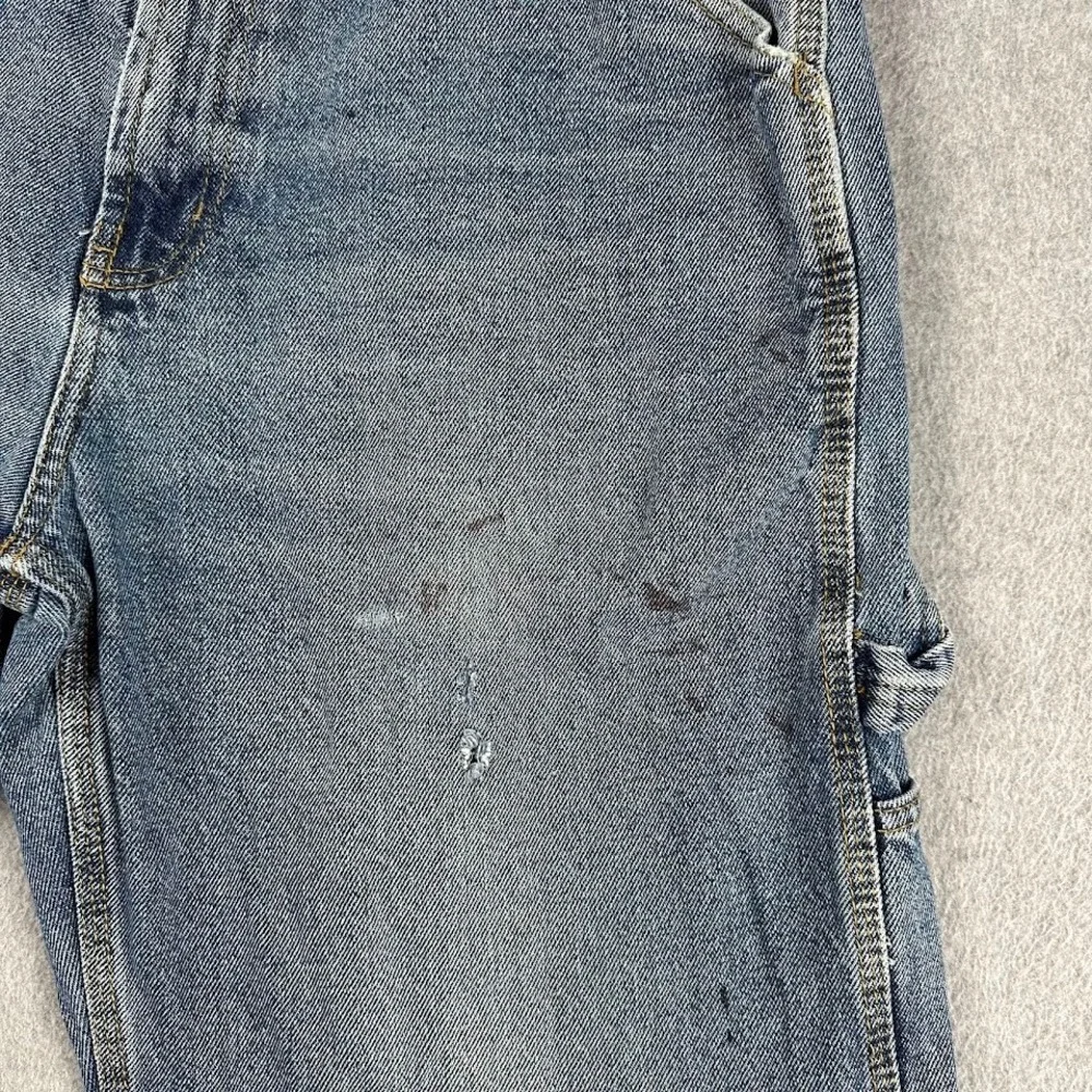 RK Brand Mens 34 Blue Denim Carpenter Shorts Raw Hem Distressed Workwear Cut Off